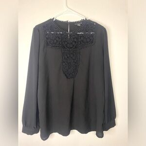 Halogen Black Long Sleeve Dressy Blouse Classic Work Size XL